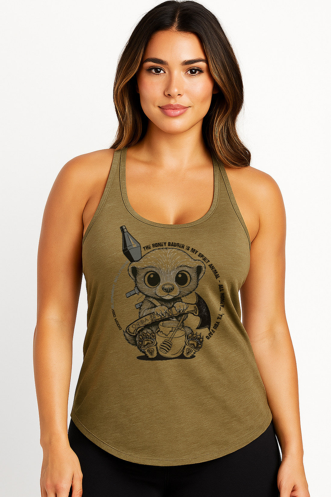 Honey Badger Is My Spirit Animal - Trebled Racerback Tank - Womens