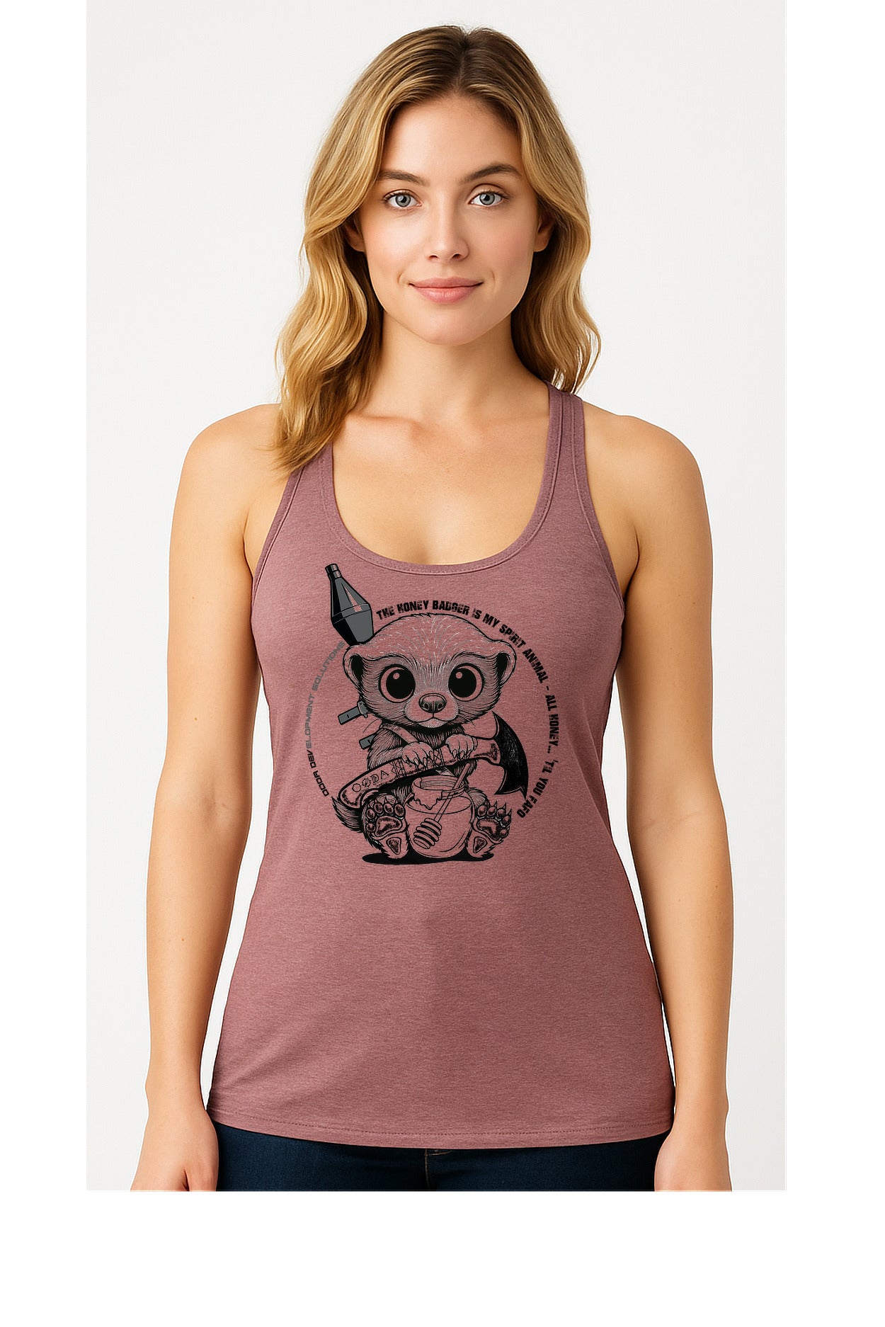 Honey Badger Is My Spirit Animal - Trebled Racerback Tank - Womens
